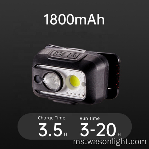 Wason Professional Integrated Dimmable XPG-2 Bright Head Light Sport Camping Hiking Hiking Working Cob Headlamp boleh dicas semula